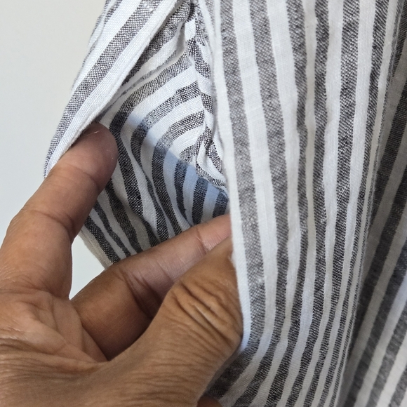 Vitamin A Linen Black Stripe Capri Jumpsuit - Picture 7 of 13